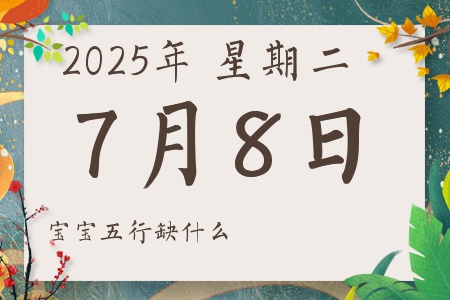 2025年7月8日出生的男孩女孩五行属什么缺什么
